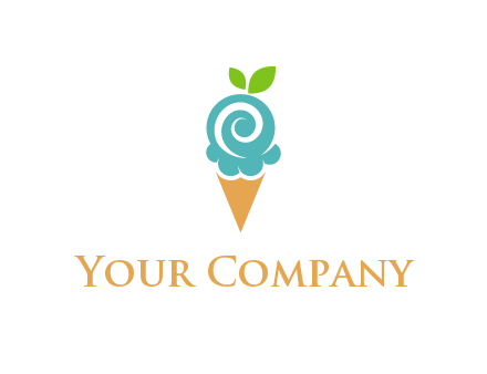 Ice cream with leaves icon