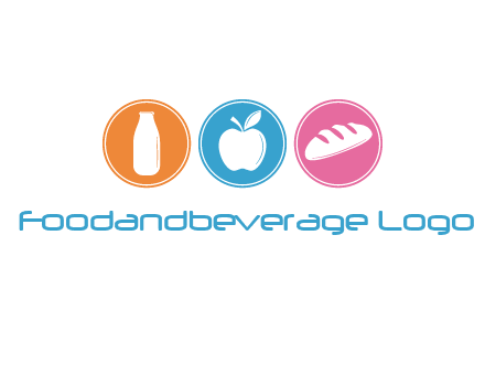 Groceries including apple, milk and bread each in a circle