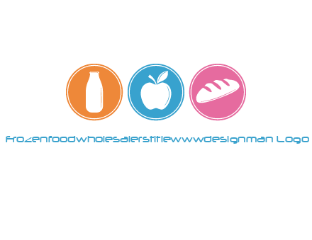 Groceries including apple, milk and bread each in a circle