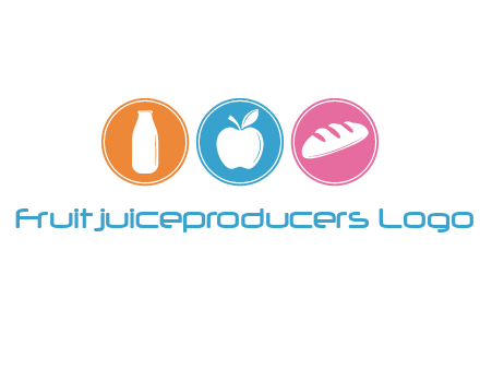Groceries including apple, milk and bread each in a circle