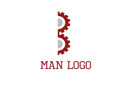 letter B made of gears logo