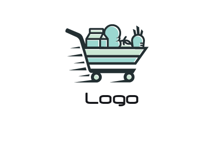 grocery shopping cart illustration