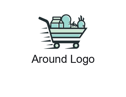 grocery shopping cart illustration
