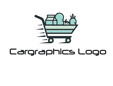 grocery shopping cart illustration