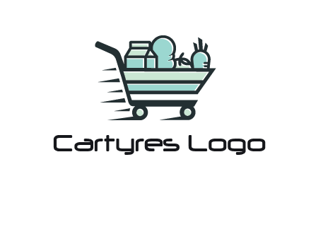 grocery shopping cart illustration