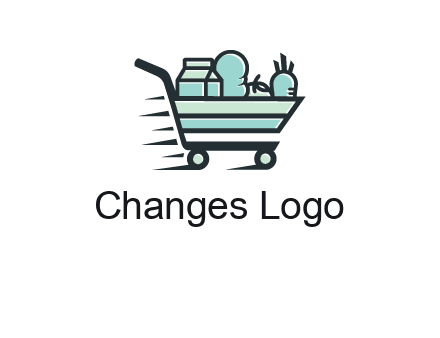 grocery shopping cart illustration
