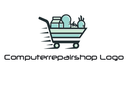 grocery shopping cart illustration