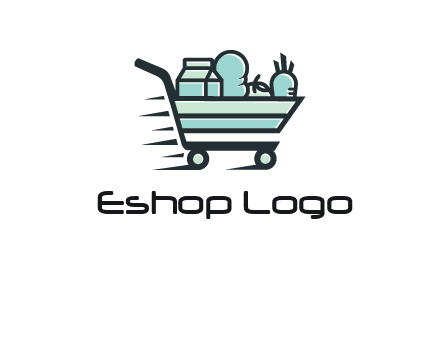 grocery shopping cart illustration