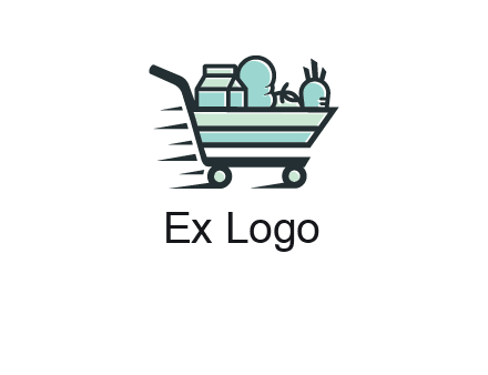 grocery shopping cart illustration