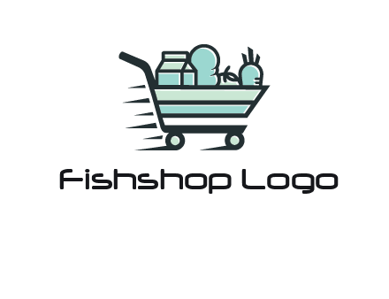 grocery shopping cart illustration