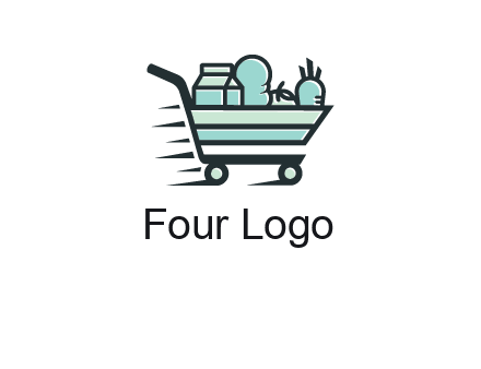 grocery shopping cart illustration