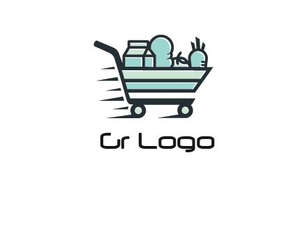 grocery shopping cart illustration