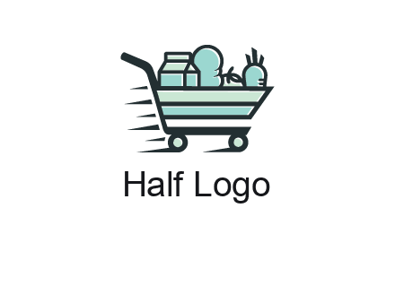grocery shopping cart illustration