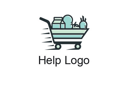 grocery shopping cart illustration