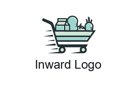 grocery shopping cart illustration
