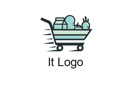 grocery shopping cart illustration