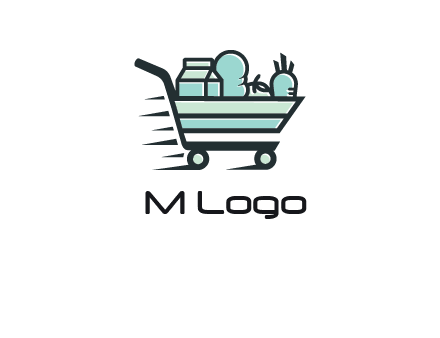 grocery shopping cart illustration