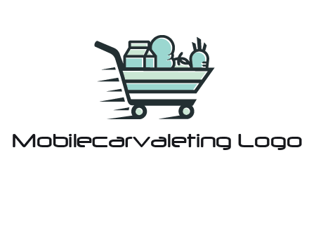 grocery shopping cart illustration