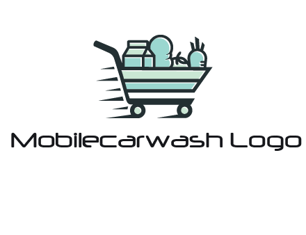 grocery shopping cart illustration