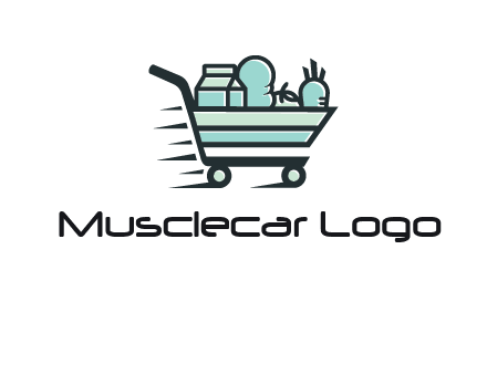 grocery shopping cart illustration