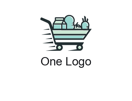 grocery shopping cart illustration