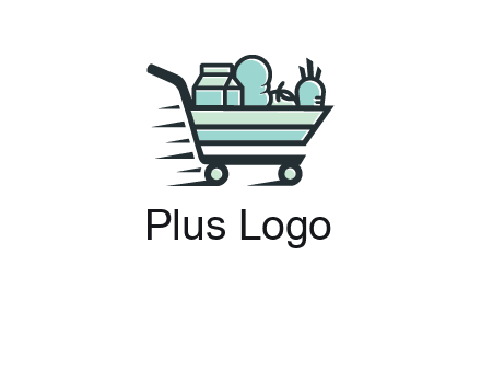 grocery shopping cart illustration