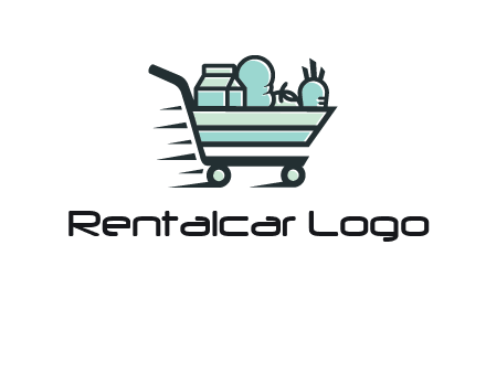 grocery shopping cart illustration