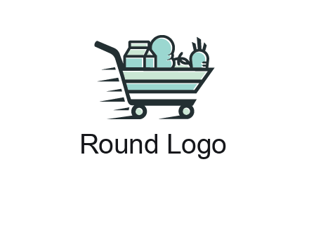 grocery shopping cart illustration