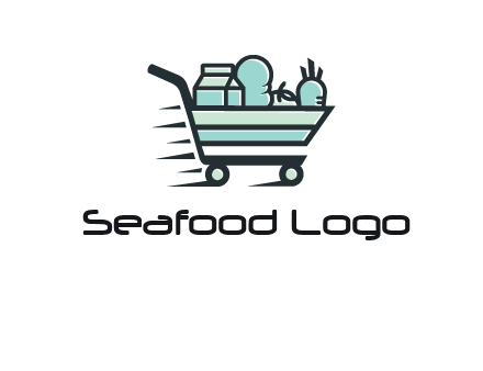 grocery shopping cart illustration