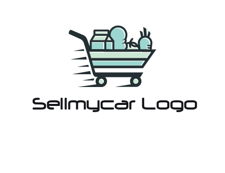 grocery shopping cart illustration