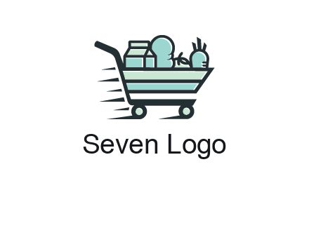 grocery shopping cart illustration