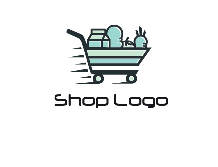grocery shopping cart illustration