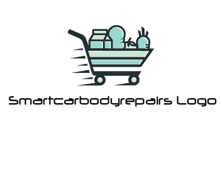 grocery shopping cart illustration