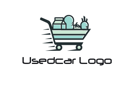 grocery shopping cart illustration