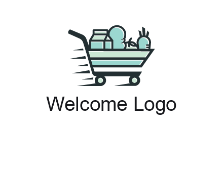 grocery shopping cart illustration