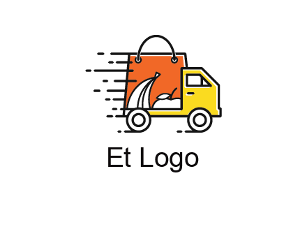 shopping bag on a delivery truck