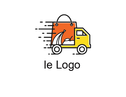 shopping bag on a delivery truck