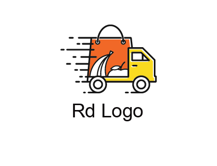 shopping bag on a delivery truck