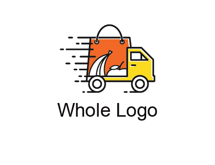 shopping bag on a delivery truck