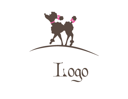 poodle with ribbons pet logo