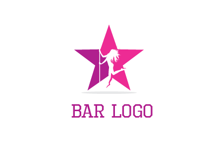 pole dance in front of star logo