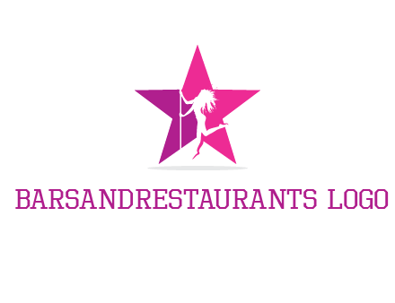 pole dance in front of star logo