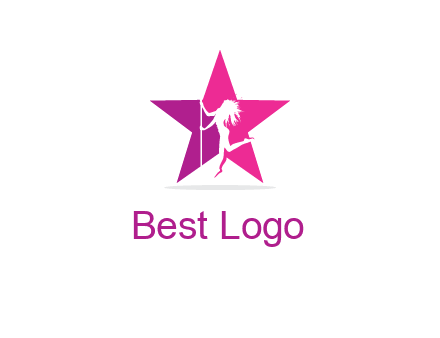 pole dance in front of star logo