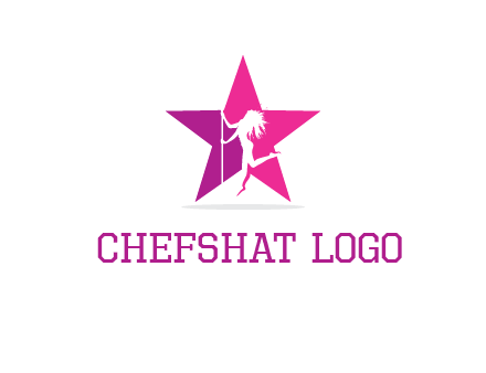 pole dance in front of star logo