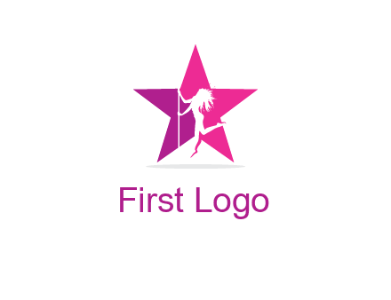 pole dance in front of star logo