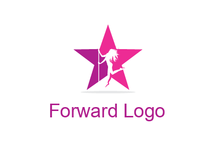 pole dance in front of star logo