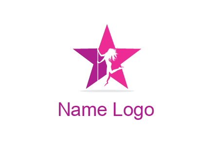 pole dance in front of star logo