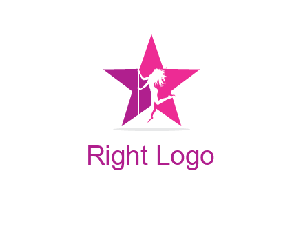 pole dance in front of star logo