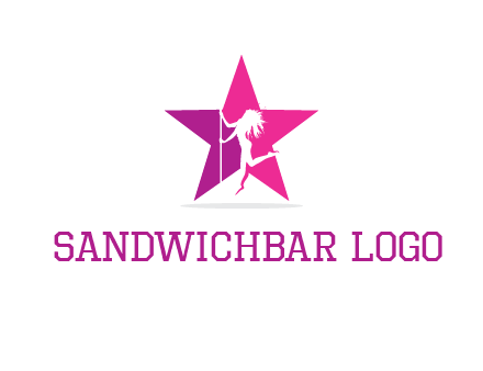 pole dance in front of star logo
