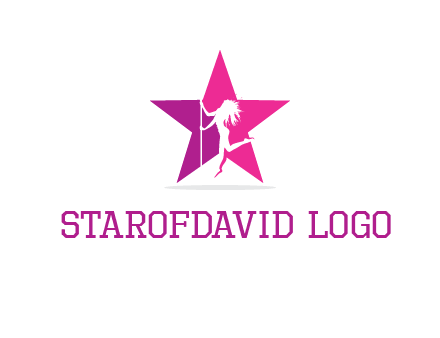 pole dance in front of star logo